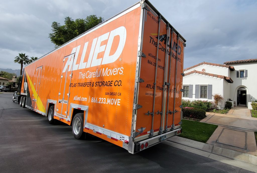 Atlas Allied moving Truck parked. California Movers