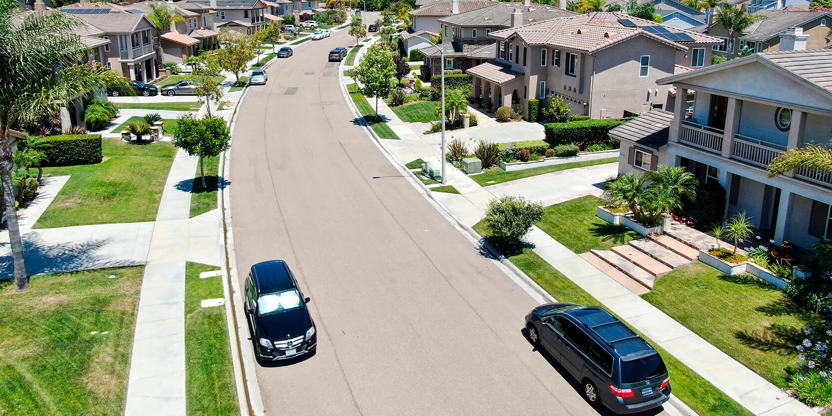 aerial view of a neighborhood