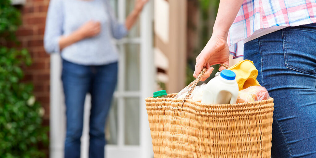 a woman with a shopping bag