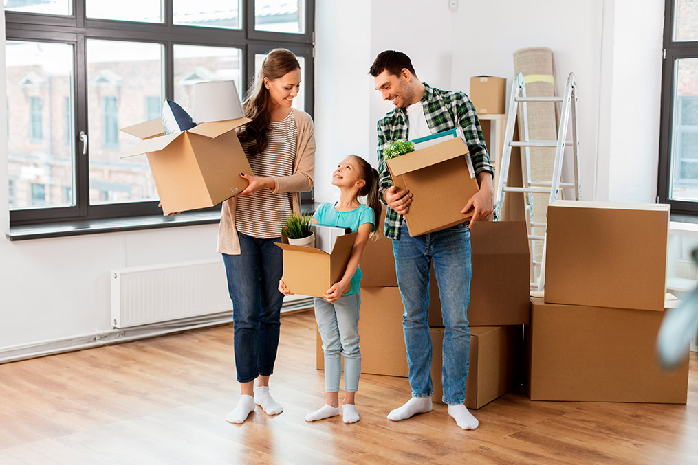 a family moving in to a new home