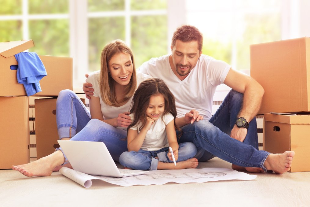 family moving into their new home