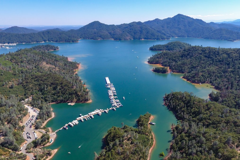 Aerial shot of Lake Shasta in Northern CA.