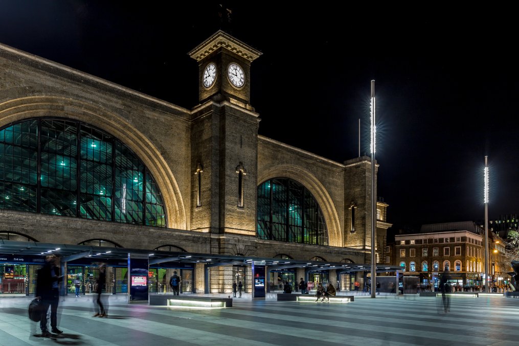 Kings cross station in the night, London, UK