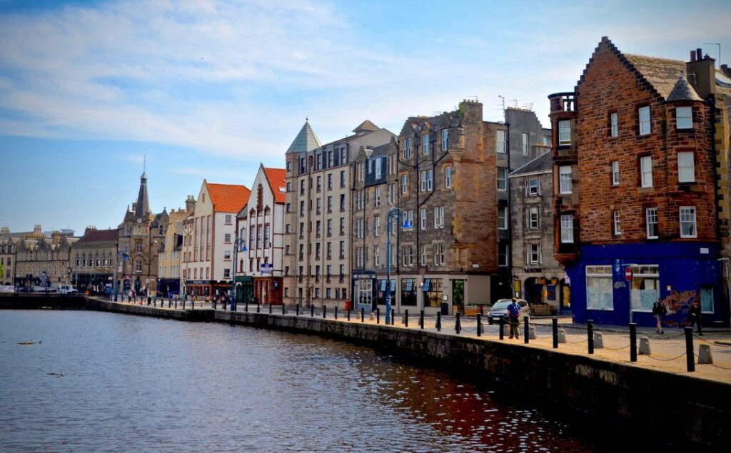 View of Leith harbour. Edinburgh Scotland.