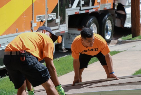 Employees at work.