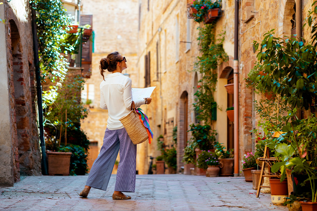 Woman in Italy among the streets of Florence