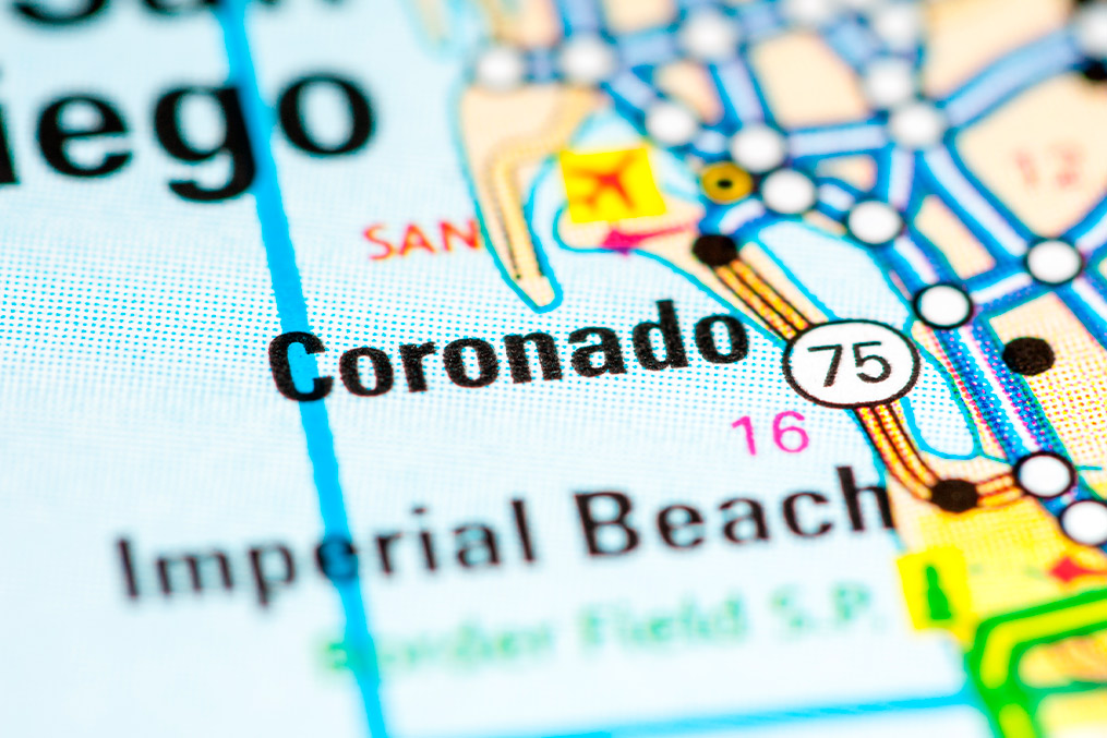 Detailed map of Coronado, California, showing its proximity to San Diego, as part of "The Complete Guide to Moving to Coronado, CA."