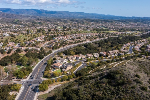 Daytime aerial view of the city of Coto de Caza, California, USA.