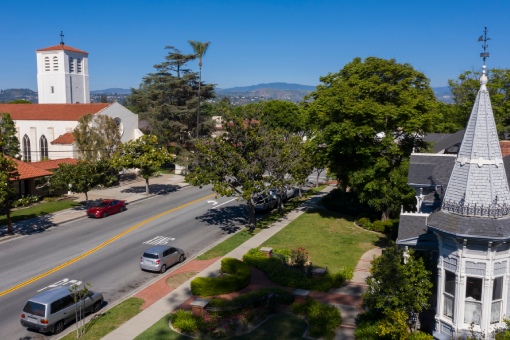 Day time view of the historic district of Tustin, California, USA.