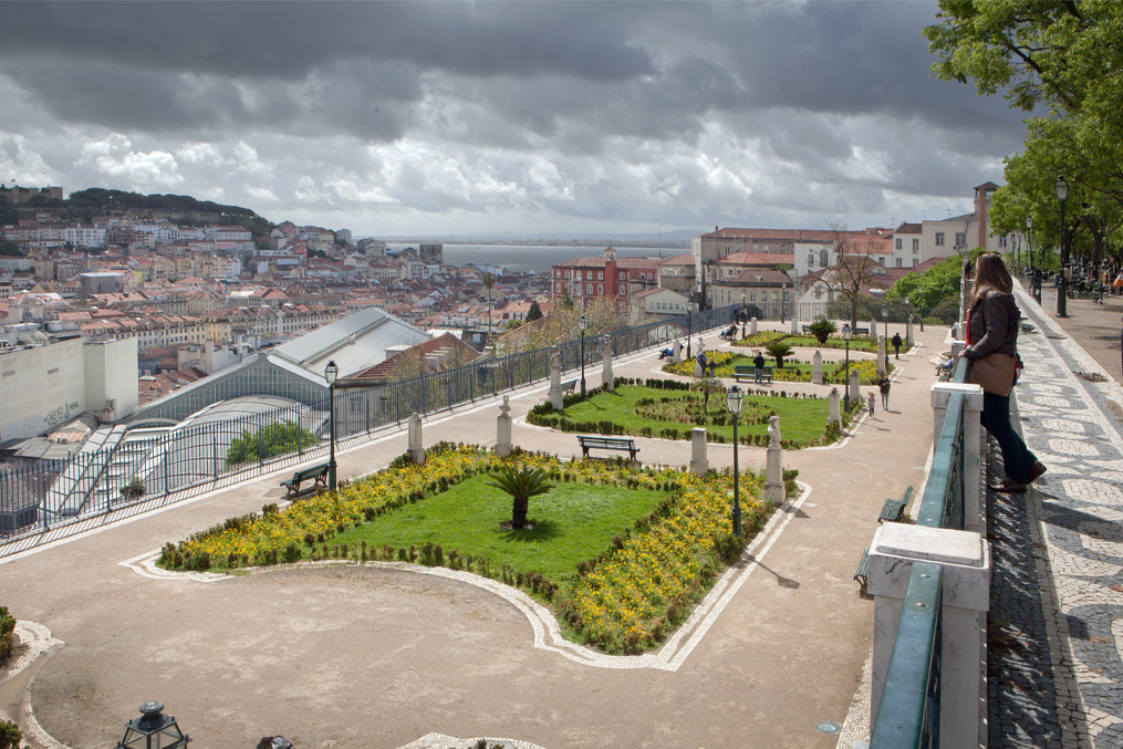 Park at Bairro Alto is one of Lisbon's most vibrant and historic neighborhoods. Scenes and buildings at Lisbon Portugal