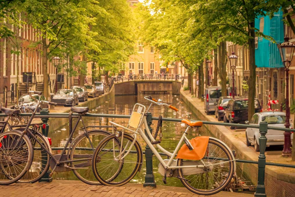Amsterdam canal and bikes, The Netherlands