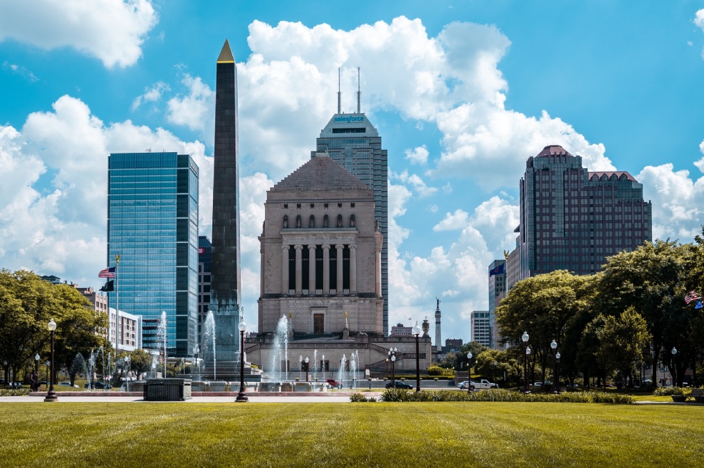 Central square in Indianapolis, USA.